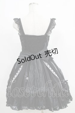 画像3: FRILL / 鳥かご刺繍ストライプ切替ジャンパースカート  黒 H-25-06-07-001-HN-OP-KB-ZH