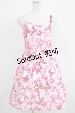 画像1: MILK / リボンプリントドレス  ピンク×レッド H-25-06-07-009-ML-OP-KB-ZT079