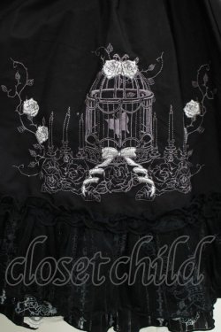 画像5: FRILL / 鳥かご刺繍ストライプ切替ジャンパースカート  黒 H-25-06-07-001-HN-OP-KB-ZH