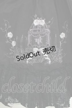 画像5: FRILL / 鳥かご刺繍ストライプ切替ジャンパースカート  黒 H-25-06-07-001-HN-OP-KB-ZH