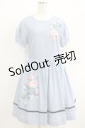 Jane Marple / Rose Bouquetデコパージュワンピース  ブルーグレイ H-25-06-07-014-JM-OP-KB-ZH
