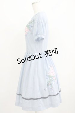 画像2: Jane Marple / Rose Bouquetデコパージュワンピース  ブルーグレイ H-25-06-07-014-JM-OP-KB-ZH