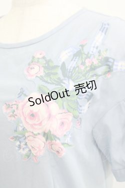 画像4: Jane Marple / Rose Bouquetデコパージュワンピース  ブルーグレイ H-25-06-07-014-JM-OP-KB-ZH