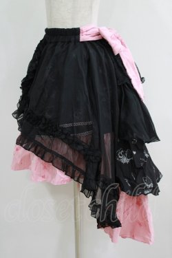 画像2: FRILL / プリントフィッシュテールスカート  黒×ピンク H-25-06-07-015-HN-SK-KB-ZH