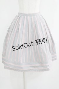 Emily Temple cute / ドットストライプジャガードスカート  グレー×ピンク H-25-06-07-019-ET-SK-KB-ZH