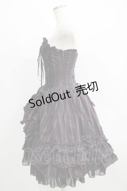 画像2: ATELIER PIERROT / ストライプバッスルコルセットワンピース  ボルドー H-25-06-08-002-EL-OP-KB-ZH