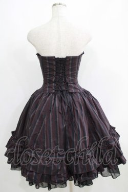 画像3: ATELIER PIERROT / ストライプバッスルコルセットワンピース  ボルドー H-25-06-08-002-EL-OP-KB-ZH