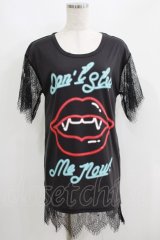 HELL CAT PUNKS / レース切り替えTシャツワンピ F 黒 H-25-06-08-028-PU-OP-KB-ZH
