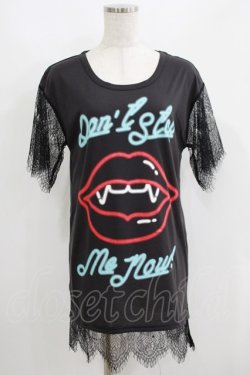 画像1: HELL CAT PUNKS / レース切り替えTシャツワンピ F 黒 H-25-06-08-028-PU-OP-KB-ZH