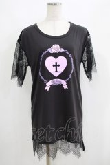 HELL CAT PUNKS / レース切り替えTシャツワンピ F 黒 H-25-06-08-029-PU-OP-KB-ZH