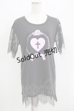 画像1: HELL CAT PUNKS / レース切り替えTシャツワンピ F 黒 H-25-06-08-029-PU-OP-KB-ZH