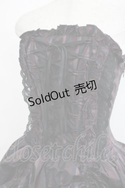 画像4: ATELIER PIERROT / ストライプバッスルコルセットワンピース  ボルドー H-25-06-08-002-EL-OP-KB-ZH