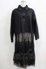 HELL CAT PUNKS / シャツ切替チュールワンピ F 黒 H-25-06-08-032-PU-OP-KB-ZH