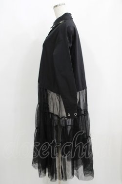 画像2: HELL CAT PUNKS / シャツ切替チュールワンピ F 黒 H-25-06-08-032-PU-OP-KB-ZH