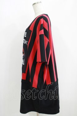 画像2: HELL CAT PUNKS / ストライプ切り替えBIG Tシャツ F 黒×赤 H-25-06-08-038-PU-TO-KB-ZH