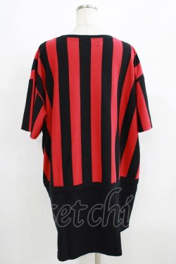 画像3: HELL CAT PUNKS / ストライプ切り替えBIG Tシャツ F 黒×赤 H-25-06-08-038-PU-TO-KB-ZH