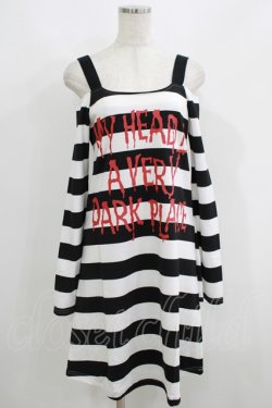画像1: HELL CAT PUNKS / オープンショルダーワンピース F 黒×白 H-25-06-08-039-PU-OP-KB-ZH