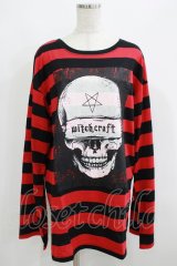 HELL CAT PUNKS /ULLボーダーBIGロンT F 黒×赤 H-25-06-08-041-PU-TO-KB-ZH