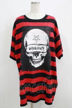 画像1: HELL CAT PUNKS / ボーダーBIG Tシャツ F 黒×赤 H-25-06-08-042-PU-TO-KB-ZH