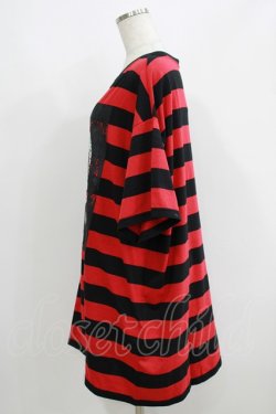 画像2: HELL CAT PUNKS / ボーダーBIG Tシャツ F 黒×赤 H-25-06-08-042-PU-TO-KB-ZH