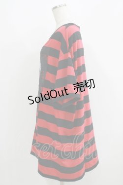 画像2: HELL CAT PUNKS / ボーダーBIG Tシャツ F 黒×赤 H-25-06-08-042-PU-TO-KB-ZH