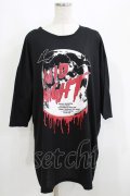 HELL CAT PUNKS / HORROR NIGHT七分袖ビッグTシャツ F 黒 H-25-06-08-043-PU-TO-KB-ZH