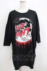 HELL CAT PUNKS / HORROR NIGHT七分袖ビッグTシャツ F 黒 H-25-06-08-043-PU-TO-KB-ZH