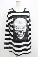 HELL CAT PUNKS /ULLボーダーBIGロンT F 黒×白 H-25-06-08-044-PU-TO-KB-ZH