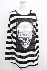HELL CAT PUNKS /ULLボーダーBIGロンT F 黒×白 H-25-06-08-044-PU-TO-KB-ZH