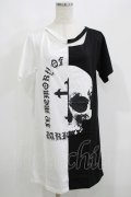 HELL CAT PUNKS / バイカラーロングTシャツSKULL F 黒×白 H-25-06-08-045-PU-TO-KB-ZH