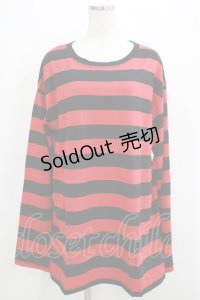 HELL CAT PUNKS / ボーダーBIGロンT F 黒×赤 H-25-06-08-048-PU-TO-KB-ZH