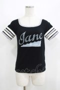 Jane Marple / ロゴ半袖カットソー M ブラック H-25-06-08-051-JM-TO-KB-ZH