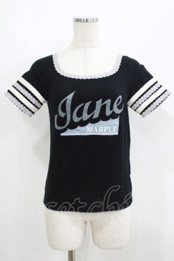 画像1: Jane Marple / ロゴ半袖カットソー M ブラック H-25-06-08-051-JM-TO-KB-ZH