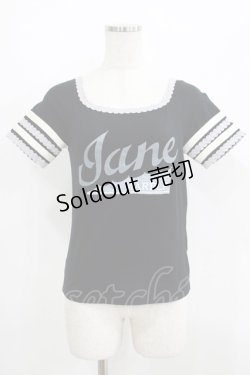 画像1: Jane Marple / ロゴ半袖カットソー M ブラック H-25-06-08-051-JM-TO-KB-ZH