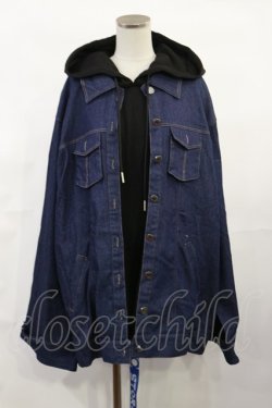 画像1: IRO+IRO / デニムジャケット×パーカー お天気カラーのドッキングWeatherトップス Free デニム/ブラック H-25-06-08-1021-LO-JA-NS-ZH