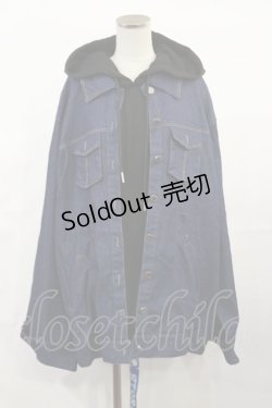 画像1: IRO+IRO / デニムジャケット×パーカー お天気カラーのドッキングWeatherトップス Free デニム/ブラック H-25-06-08-1021-LO-JA-NS-ZH