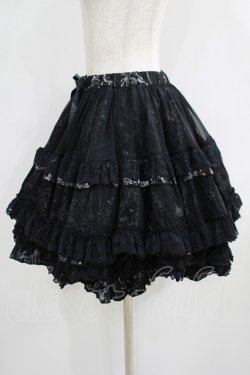 画像2: FRILL / レースフリルギャザースカート  黒 H-25-06-08-008-HN-SK-KB-ZH
