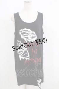 HELL CAT PUNKS / ダメージタンクトップ F 黒 H-25-06-08-023-PU-TO-KB-ZH