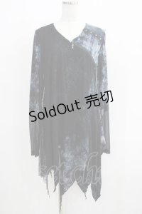 Ozz Croce / 異素材切替プリントチュニック  黒 H-25-06-09-1022-OO-TO-KB-ZH