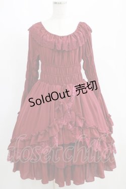 画像1: ATELIER PIERROT / 姫袖ベビードールワンピース  ワイン H-25-06-09-1003-EL-OP-KB-ZH