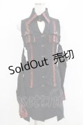 Ozz oneste / アーム付ジャガード切替2Wayトップス  黒×赤 H-25-06-09-1038-OO-TO-KB-ZH