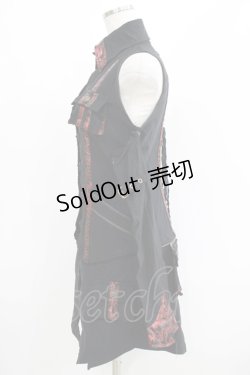 画像2: Ozz oneste / アーム付ジャガード切替2Wayトップス  黒×赤 H-25-06-09-1038-OO-TO-KB-ZH
