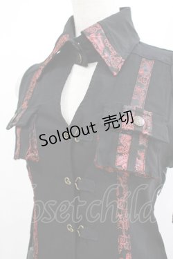 画像4: Ozz oneste / アーム付ジャガード切替2Wayトップス  黒×赤 H-25-06-09-1038-OO-TO-KB-ZH