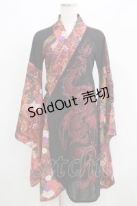 Qutie Frash / 着物カーディガン  黒×赤 H-25-06-09-1039-QU-TO-KB-ZH