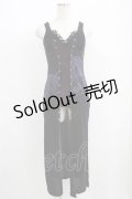 Qutie Frash / レースアップレイヤードキャミソール  黒×紫 H-25-06-09-1040-QU-TO-KB-ZH