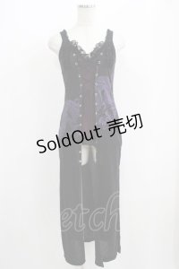 Qutie Frash / レースアップレイヤードキャミソール  黒×紫 H-25-06-09-1040-QU-TO-KB-ZH