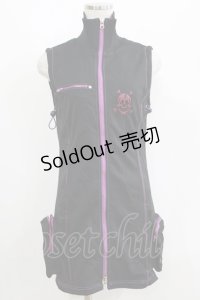 Qutie Frash / スカル配色ベスト  黒×紫 H-25-06-09-1044-QU-TO-KB-ZH