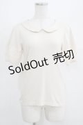 Leur Getter / 透かしレース袖カットソー  アイボリー H-25-06-09-1046-LU-TO-KB-ZH