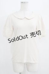 Leur Getter / 透かしレース袖カットソー  アイボリー H-25-06-09-1046-LU-TO-KB-ZH