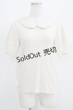 画像1: Leur Getter / 透かしレース袖カットソー  アイボリー H-25-06-09-1046-LU-TO-KB-ZH